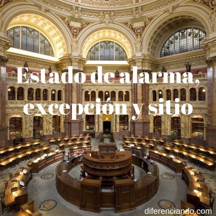 Diferencia entre estado de alarma excepción y sitio Diferenciando